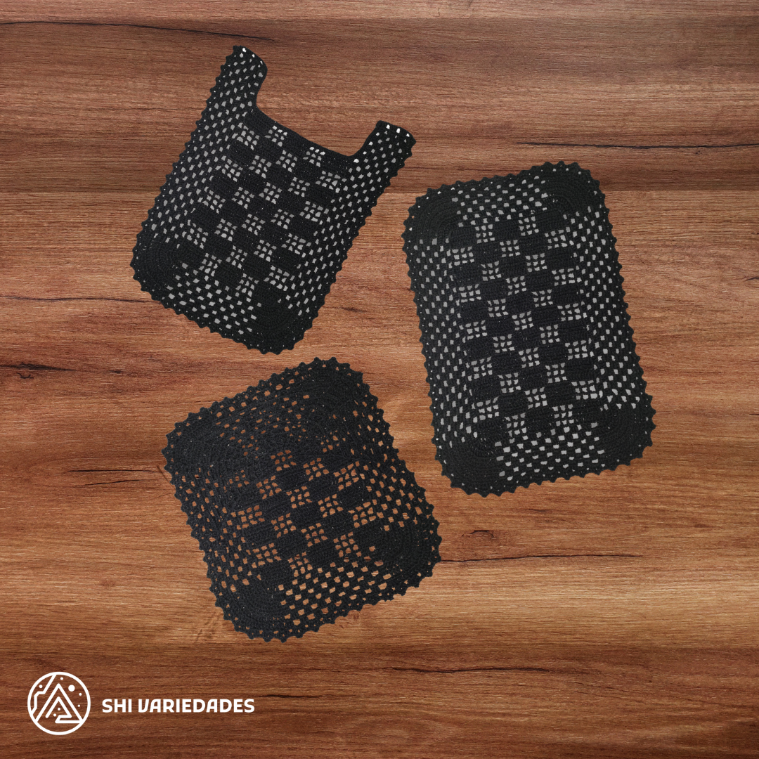 Jogo de Banheiro de Crochê Preto